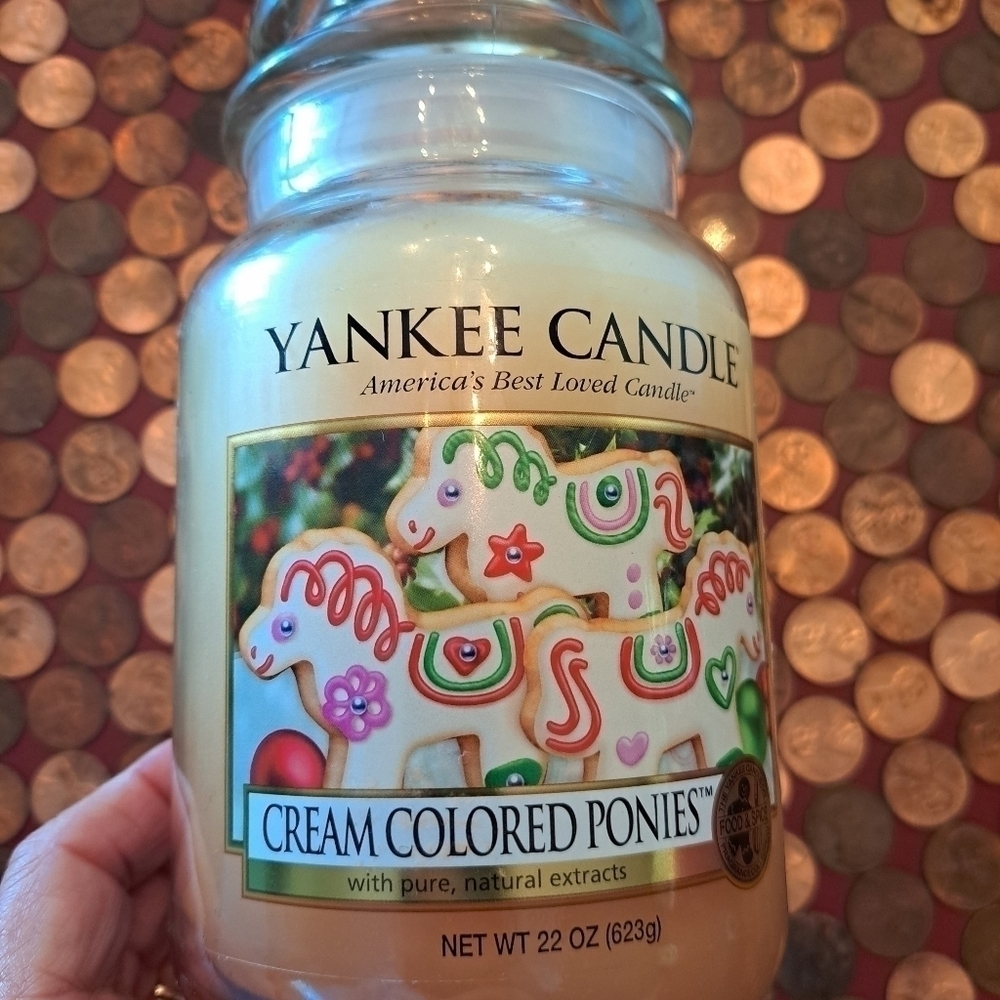 Yankee candle cream colored ponies retired new 22 oz Large
